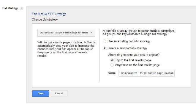 Her vælger du din budstrategi i AdWords